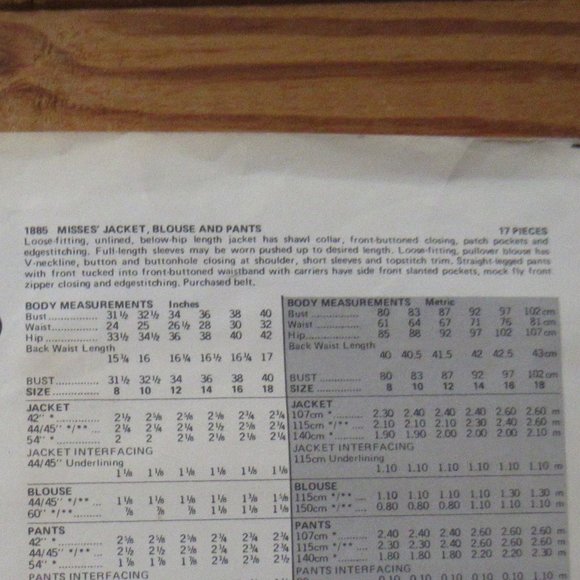 Vogue JACKET BLOUSE PANTS Pattern KLEIN Design 10 - Picture 2 of 2